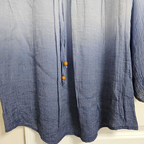 Zac & Rachel Ombre Blouse Women’s Sm Blue Long Sleeves Lightweight Semi Sheer - Picture 6 of 9